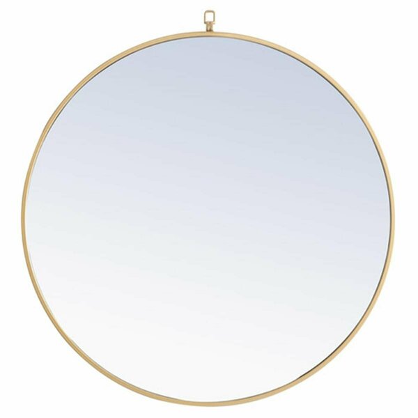 Elegant Lighting Elegant Lighting  32 in. Eternity Metal Frame Round Mirror with Decorative Hook, Brass MR4058BR